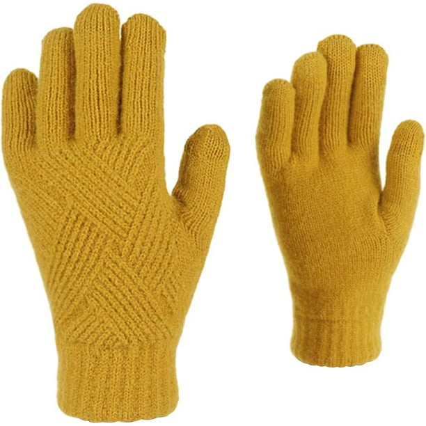 Guantes de pantalla táctil para mujer, guantes de invierno con forro polar para mujer, guantes térmicos de gamuza con puños de piel para regalos de niñas