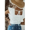 thumbnail image 3 of Women's White Square Neck Ruffle Sleeve Blouse, 3 of 4