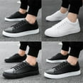 thumbnail image 4 of Men's Casual Sneakers - Flat Comfortable Walking Shoes Fashion Athletic Lace Up shoes in Black & White, 4 of 10