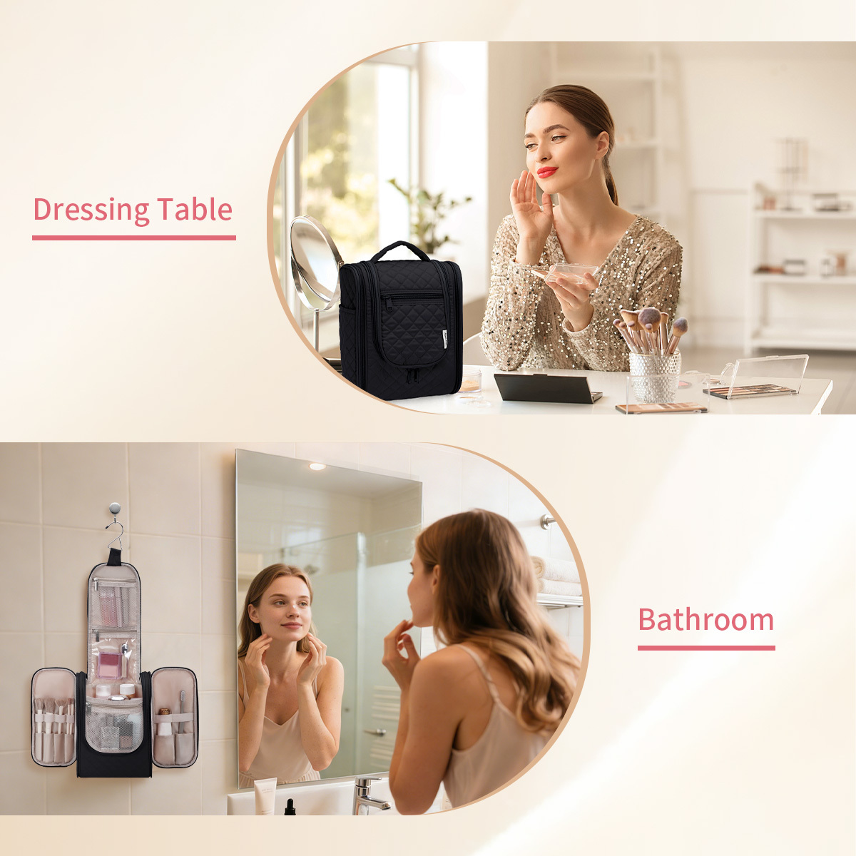 Narwey Hanging Toiletry Bag Water-Resistant Black photo 8