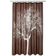 Splash Home Tree Design, 100% Polyester Fabric Shower Curtain, Hotel Quality, for Bathroom Showers and Bathtubs, Washable Cloth Liner, 70 x 72 Inches- Brown/Chocolate