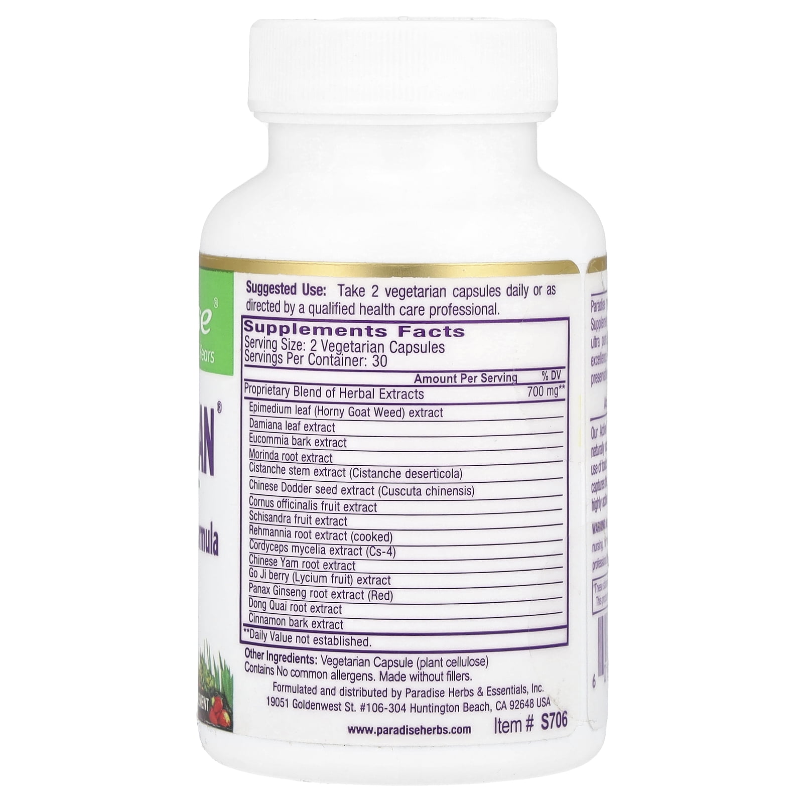 Paradise Herbs Whole Woman®, Women's Libido Vitality Formula, 60