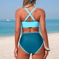 thumbnail image 6 of Duqingm Swimsuit for Women 2 Piece Bikini Set Cutout Popular Swimsuit High Waisted Textured 2026 Summer Beach Swim Bathing Suits Blue,S, 6 of 7