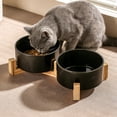 thumbnail image 4 of Elevated Ceramic Dog Water Bowl, 13.5 oz No Spill Water and Food Bowls for Dogs, Modern Design Dishes for Puppy & Cat, Pet Feeding Station with Weighted Base (1PC, Black), 4 of 9