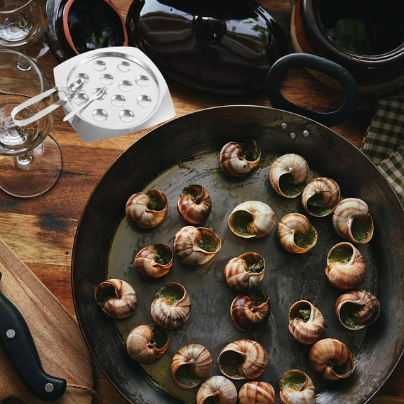 IDEANATEGRATE Escargot Plate Set Heat Resistant Silver For Family Gatherings 1 Set