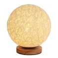 thumbnail image 4 of Lampe de Table Ronde avec Sphère Tissée Blanche Lampe de Table Lune E27 Lampe de Chevet Éclairage d'Ambiance pour Salon, 4 of 5