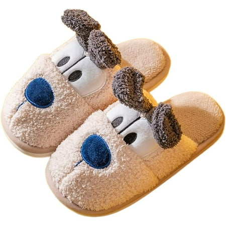 

PIKADINGNIS Women Cute Slippers Cozy Dog Ears Bedroom Slide Cofotable Faux Fur House Shoes Indoor Outdoor