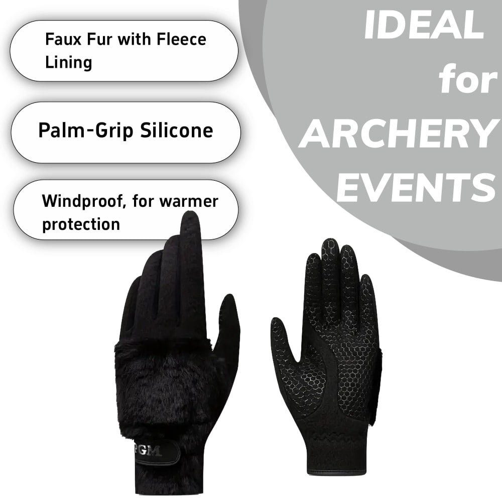 AMEYXGS Golf Imitation Rabbit Fur Gloves Palm-Grip Silicone Cold Weather Golfer Sport