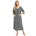 thumbnail image 7 of Eternatastic Womens Zipper Robe 3/4 Sleeves Loungewear Dress Full Length Sleepwear Pockets Housecoat Nightgown Long Bathrobe, 7 of 7