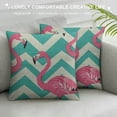 thumbnail image 3 of Creowell Throw Pillow Covers Flamingos Animal with Chevron Pillow Cover Square Pillow Case Cushion for Home Decor Sofa Couch Pillowcase, 3 of 5