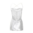 thumbnail image 4 of Satin Drape Sleeveless Strappy Mini Dress Sexy Dress Low-Cut A-line Bodycon Dress Night Club Dress, 4 of 6