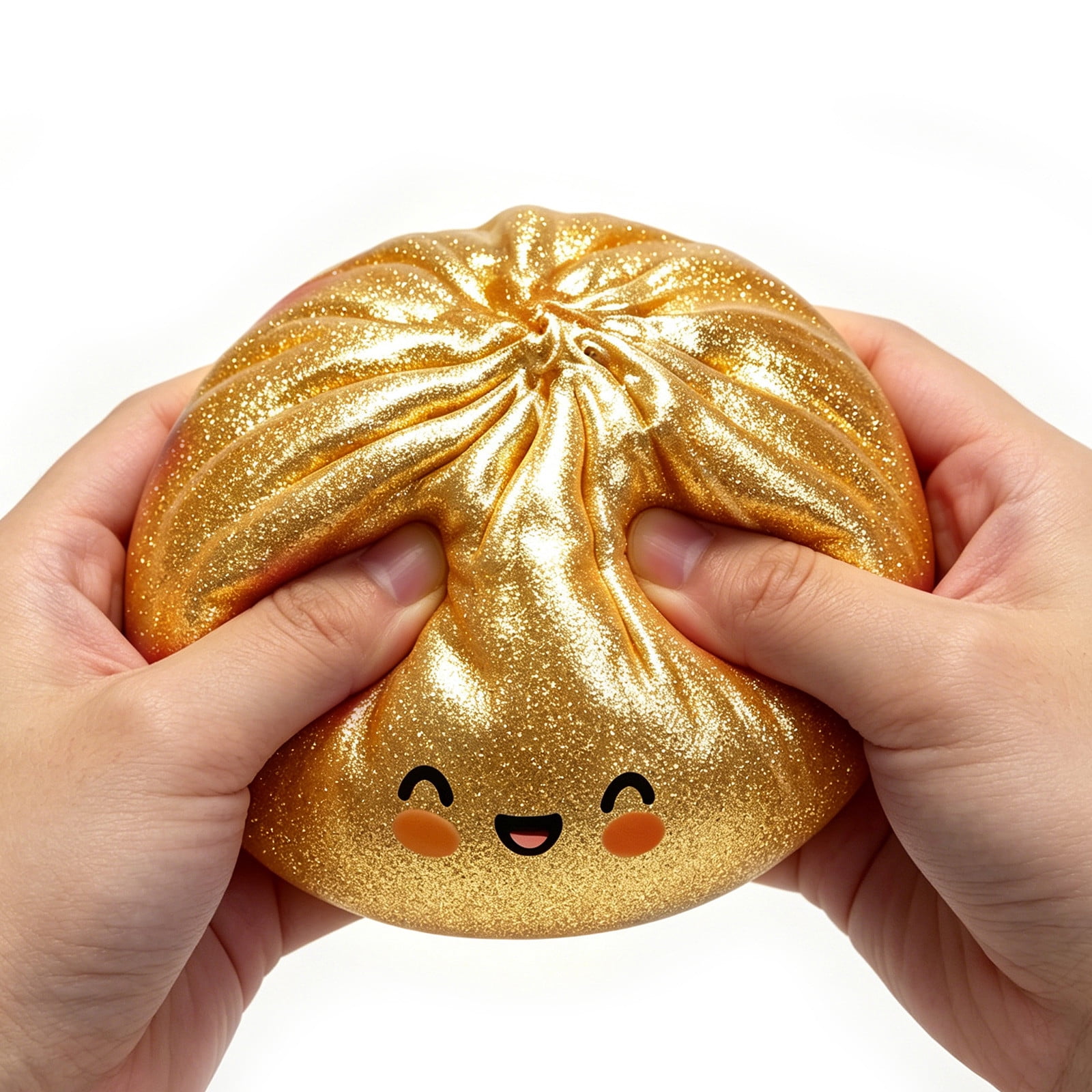 3PCS Gold Stuffed Bun Dumpling Gaint Glitter Dumpling Squishies Fidget For Anxiety Relief Squeeze Stress Balls