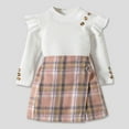 thumbnail image 4 of Girls 2 Piece Outfits Toddler Girl Fall Clothes Baby Turtleneck Solid Knitted Pullover Top A-Line Button Mini Skirt Set Girls 2Pcs Oufits, 4 of 8