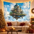 thumbnail image 3 of Floral Garden Floating with Steampunk Castle Structure Bright, Mystical Fantasy for Space Lovers, Galaxy Room Decor, Mother'S Day Gift, Tapestry Wall Hanging for Bedroom and Dorm, 3 of 7