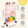 thumbnail image 3 of Pinksheep Slim Rolling Storage Cart, 4Tier Bathroom Organizer Utility Carts Shelving Unit with Wheels for Kitchen, Pink, 3 of 9