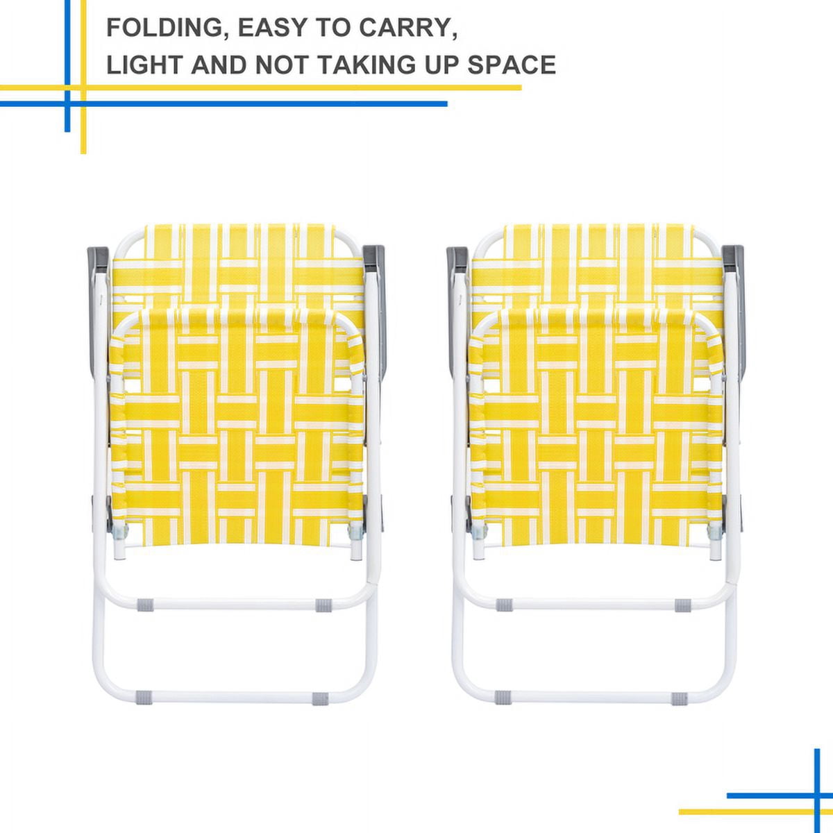 Ambifirner Patio Lawn Chairs Folding Set of 2 with Detachable Cup Holder, Webbed Beach Chair Folding Chair Outdoor Portable Camping Chair for Yard