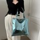 thumbnail image 4 of Typpkmm Glossy Tote Bag, Genuine Leather Handbag for Women, Versatile Casual Work Shoulder Bag, Green, 4 of 7
