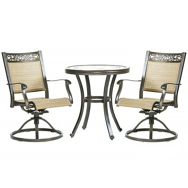 3 piece bistro set handmade contemporary round table swivel rocker chairs garden backyard outdoor patio furniture