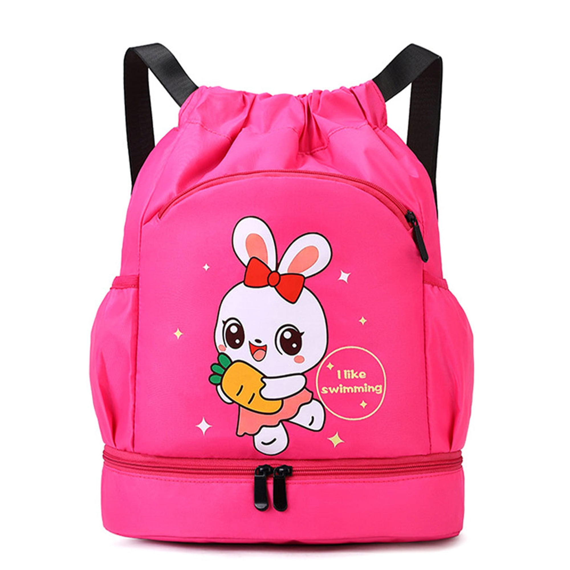 Sexy Dance Girls Drawstring Backpack With Shoe Pocket Gym Backpacks Foldable Lightweight Swim Bag Wet And Dry Separation Boys Portable Rose Red