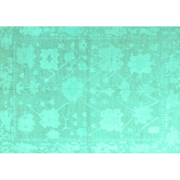 Ahgly Company Indoor Rectangle Abstract Turquoise Blue Modern Area Rugs, 3' x 5'