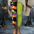 thumbnail image 5 of YDFCWXW Halloween Leggings for Women Tummy Control Monster Pumpkin Printed Stretchy Leggings Yoga Pants Tights (Green, L), 5 of 6