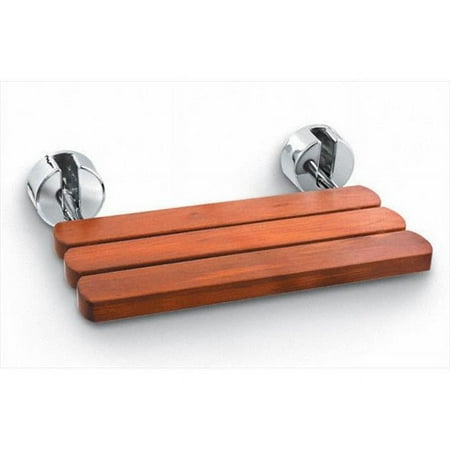 Sussman Automatic MS WALLSEAT BN In-Shower Wall Mount Teakwood Tilt-up Seat in Brushed Nickel Brackets