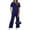 BR20-Navy, variant on Lumtrix Two Piece Sets For Women Casual Summer Outfits Short Sleeve Tops Wide Leg Pants Side Slit Lounge Sweatsuits Purple M