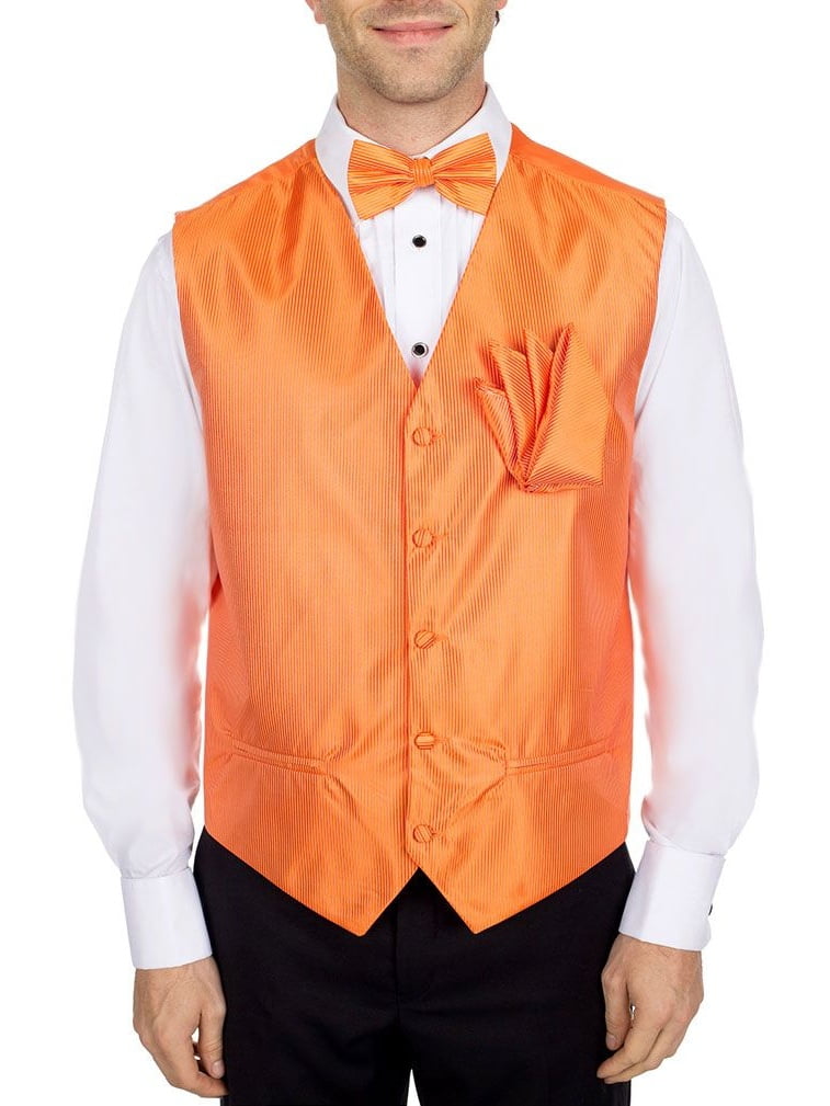 tuxedo with orange vest and tie