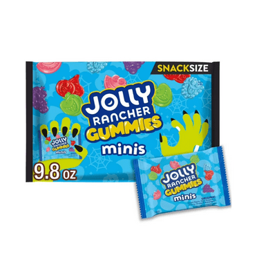 Jolly Rancher Gummies Minis Assorted Fruit Flavored Snack Size Halloween Candy, Bag 9.8 oz