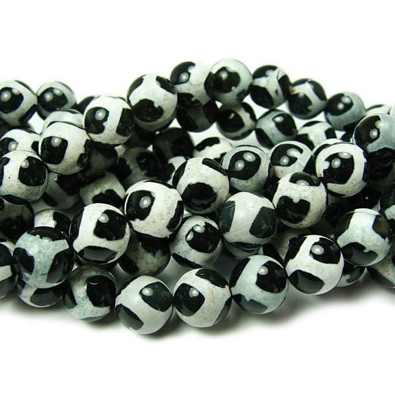 6mm Tibetan Style Black And White Agate Soccer Beads Genuine Gemstone Natural Jewelry Making
