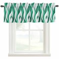 thumbnail image 4 of Kitchen Valances for Window, Abstract Geometric Twist Line Light Filtering Rod Pocket Valance Curtain, Modern Green White Stripe Short Curtains Window Topper for Bedroom Bathroom Living Room 42x12in, 4 of 9