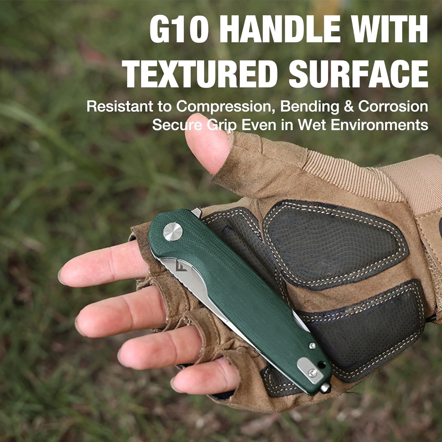 FLISSA Multitool Pocket Knife, 3.3" D2 Blade with G10 Handle, Liner Lock Folding Knife with Glass Breaker, Screwdrivers, Bottle Opener & Rope Cutter for EDC, Survival, Camping, Hiking