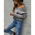 thumbnail image 4 of Solid Color Ribbed Sweater Gray Large, 4 of 4