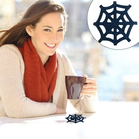 

QISIWOLE 4 Pcs Black Spider Halloween Drink Coasters 4 x 4 Non-Woven Coasters for Party Table Decoration Clearance !