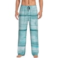 thumbnail image 2 of Lsque Teal Turquoise Wood Print Men's Pajama Pants, Lounge Pant - Comfortable Home Wear,Elastic Waistband, Stylish Design-Large, 2 of 9