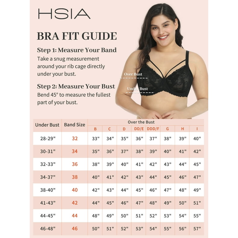 HSIA Womens Plus Size Sexy Bras Full Coverage Mesh Unlined Minimizer Bras  Black 38I 