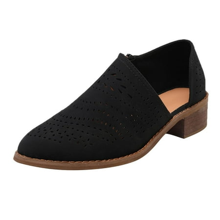 

Juebong Slip On Mules Shoes Women s Flat Shoes Casual Shoes Breathable Hollow Out Low Heels Lazy Shoes Black 8.5