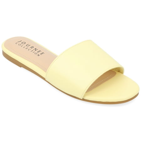 

Journee Womens Kolinna Tru Comfort Foam Wide Width Slip On Slide Flat Sandals