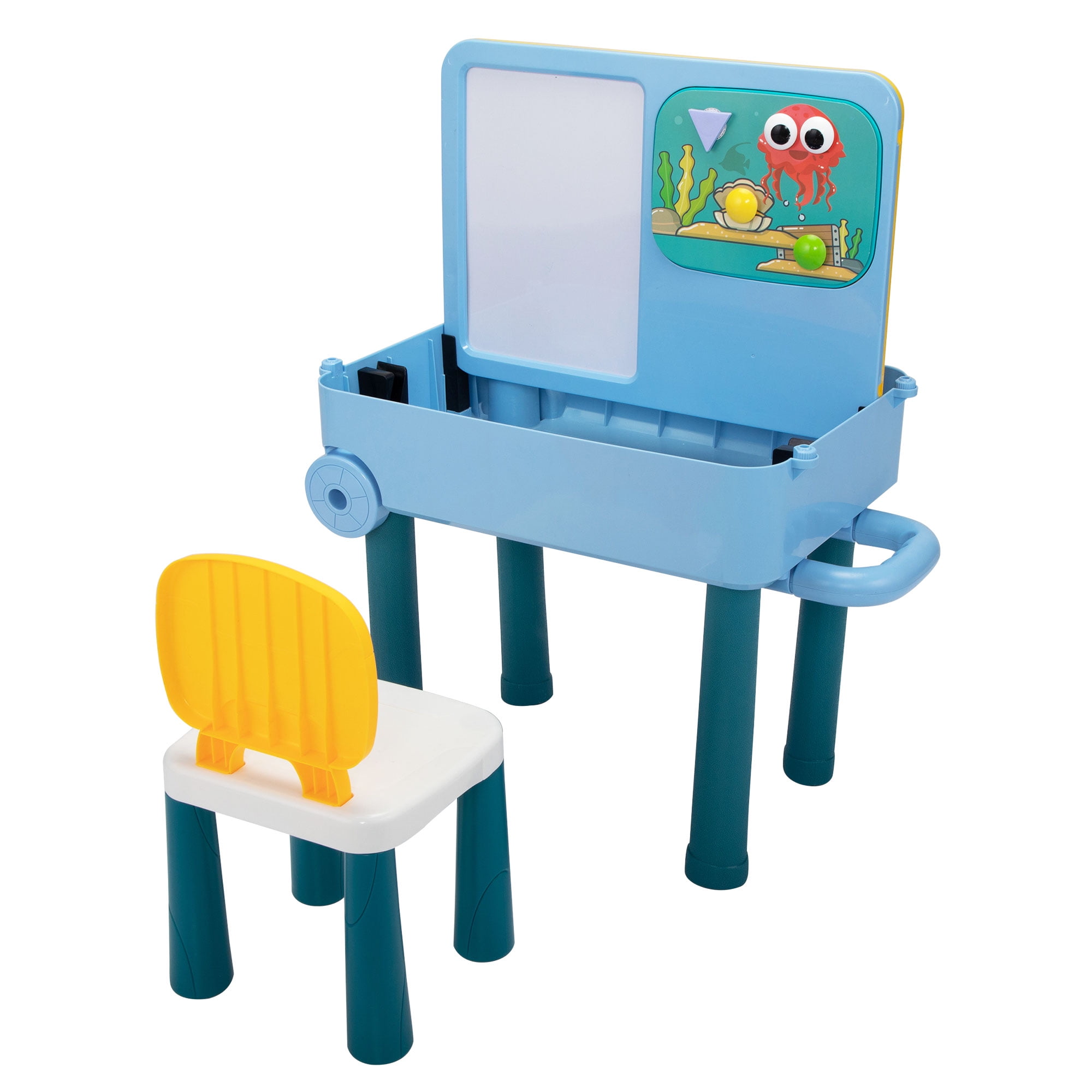 Lowestbest Kids Multi Activity Table Set, Toddler Building Blocks Table with Chair, Blue Lowestbest Kids Multi Activity Table Set, Toddler Building Blocks Table with Chair, Blue