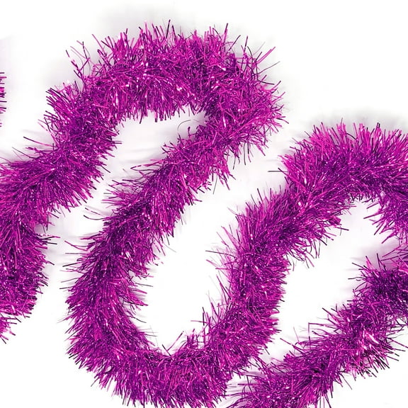 Allgala Christmas Garland Tinsel Foil, Fuchsia, 50 ft