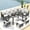 Gray, variant on wallowsun 7-Piece Grey Wicker Patio Dining Set with Glass Table, High-Back Chairs, and Ottomans for Patio Backyard Lawn Balcony,Grey