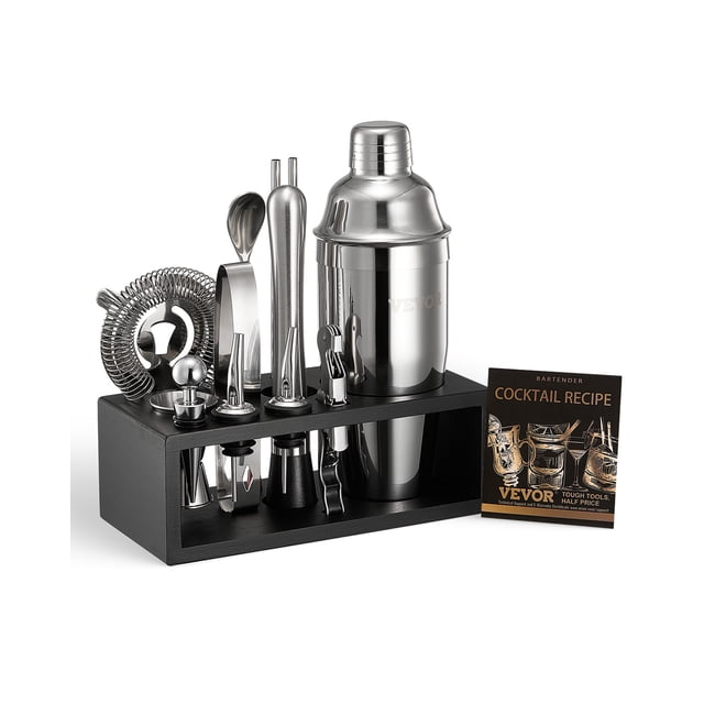 VEVOR Cocktail Shaker Set 13 Pcs Bar Tool Set Stainless Steel Bartender Kit Silver