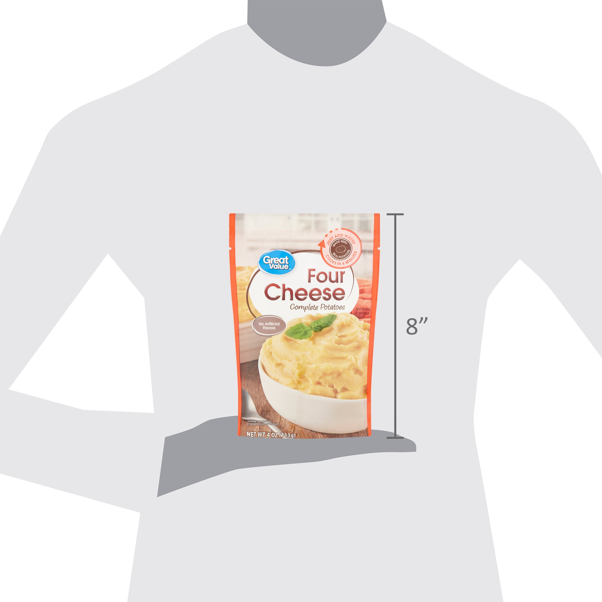 (4 pack) Great Value Four Cheese Complete Potatoes, 4 oz