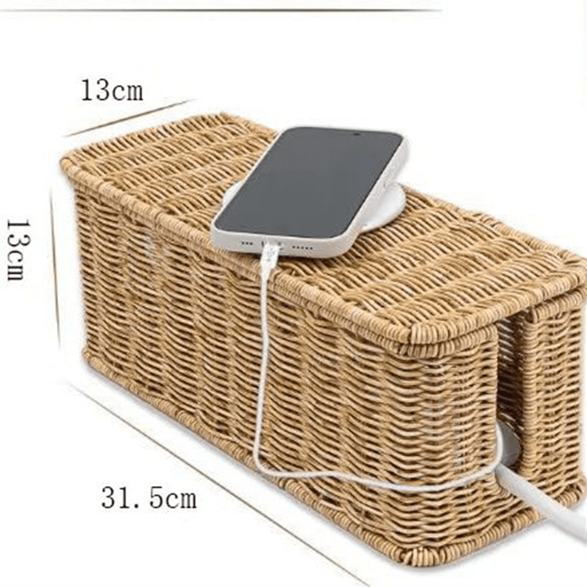 2Pack Cable Management Box, Handwoven Imitation Rattan Cord Organizer Box, Decorative Cord Hider Box,2 * Cable Organizer Box