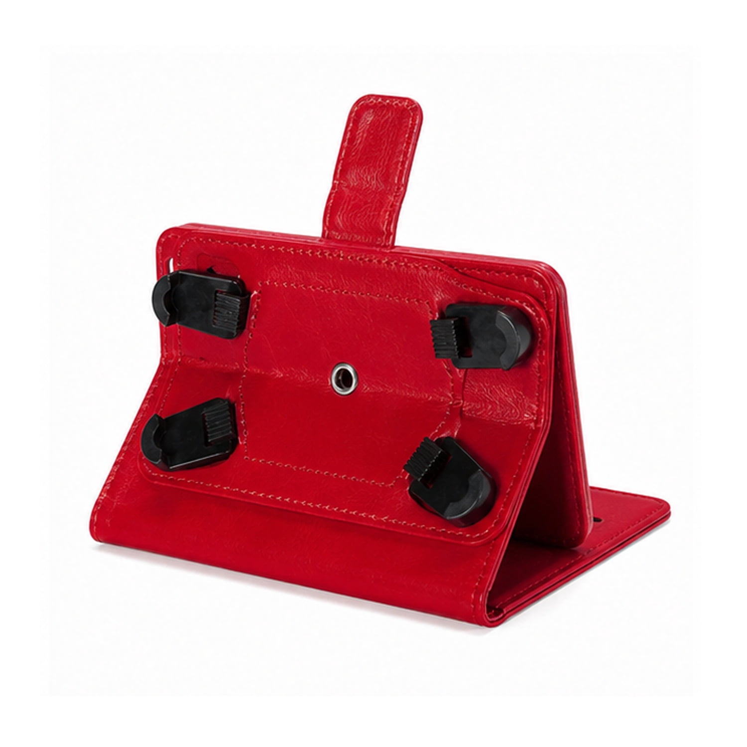 YUW-Medium (5.0"-5.2") Universal Wallet Cover with Multi-Angle Swivel Stand - Red