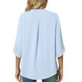 thumbnail image 4 of Usmixi Womens Tops Solid Elbow-Length V-Neck Tee Shirts Summer Casual Lightweight Loose Fit Comfy Chiffon Blouse Sky Blue XXL Clothes, 4 of 6