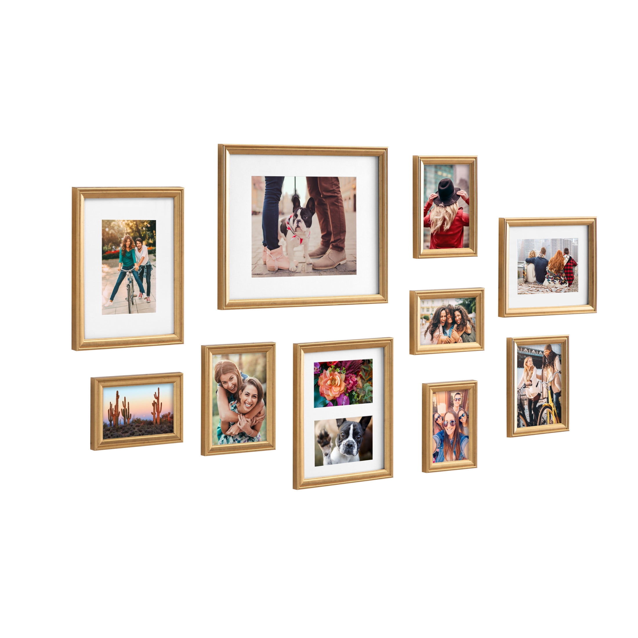 Kate And Laurel Adlynn Traditional Picture Frame Set, Set Of 10, Varying Sizes, Gold, Vintage Wall Frame Set Collection with Hanging Template for Gallery Wall Picture Frame Display