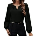 thumbnail image 2 of GaThRRgYP Going Out Tops for Women,Womens Plus Size Tops Tunic Short Sleeve Shirts,Women's Casual Solid Color Round Neck Long Sleeved Tops Black XL, 2 of 7