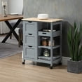 thumbnail image 3 of NovaCraft  Rolling Kitchen Island Cart, Bar Serving Cart, Compact Trolley on Wheels with Wood Top, Shelves & Drawers for Home Dining Area, Grey, 3 of 9