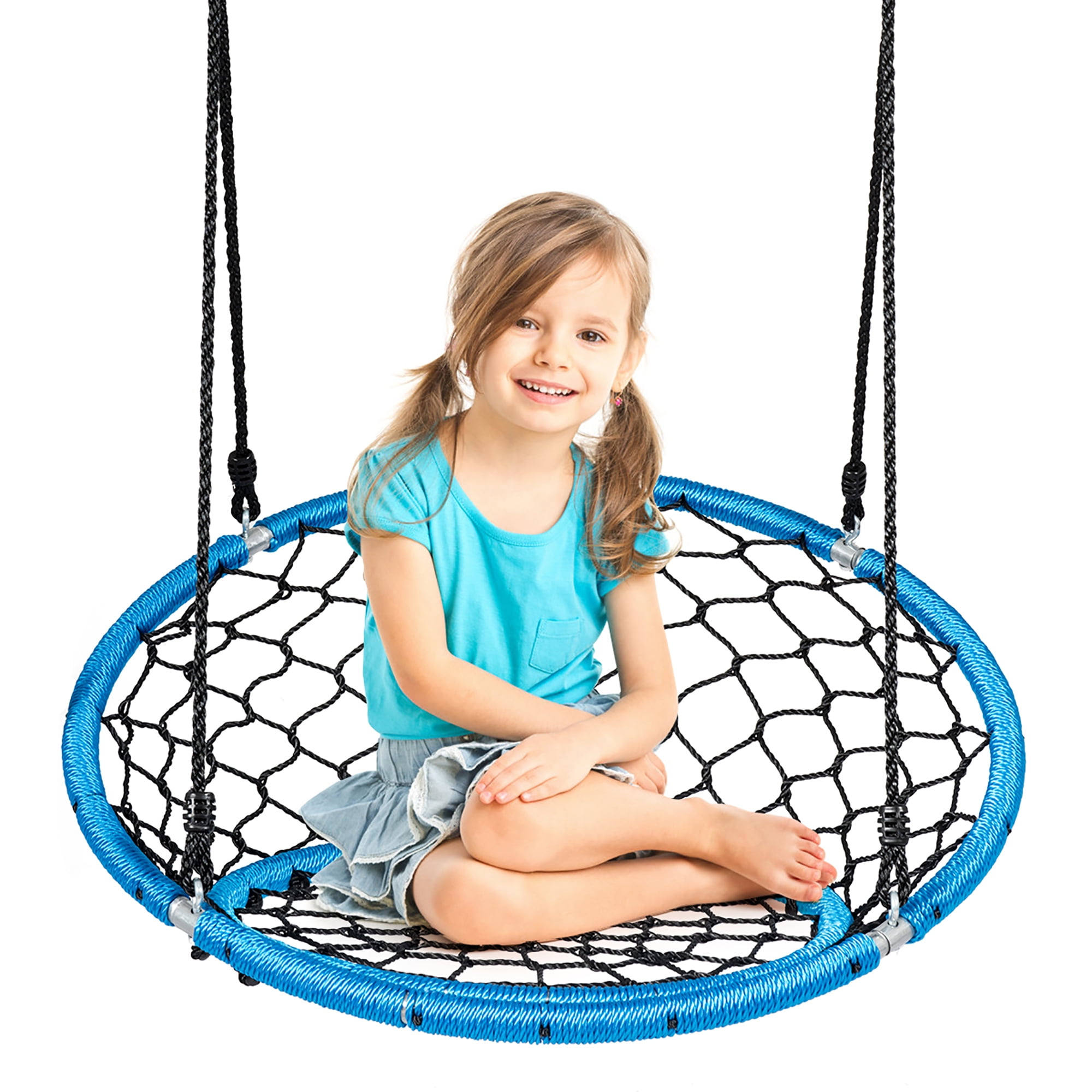 Jacks household 24 Round Hanging Seat Nest Swing Set Spider Web Swing With Adjustable Ropes For Kids Children Adult